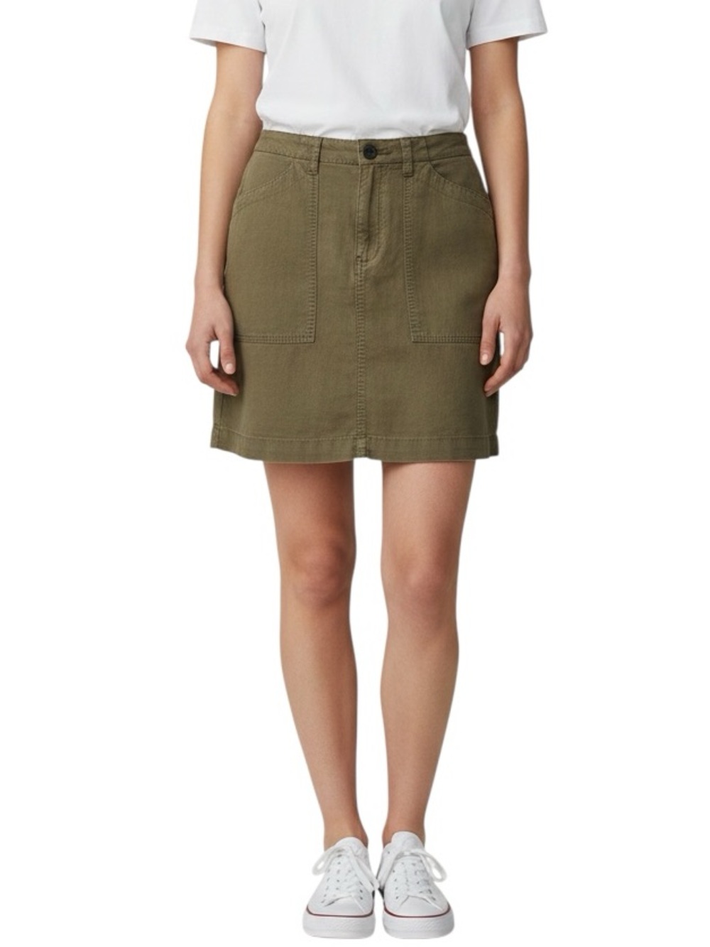 Hartford linen & cotton khaki utility style mini skirt Sz M excellent condition